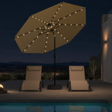 PURPLE LEAF Black Frame Tilting Market Umbrella with Lights Table Umbrella with Base Outside Patio