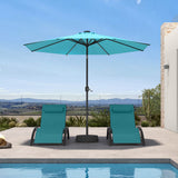 PURPLE LEAF Black Frame Tilting Market Umbrella with Lights Table Umbrella with Base Outside Patio