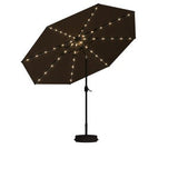 PURPLE LEAF Black Frame Tilting Market Umbrella with Lights Table Umbrella with Base Outside Patio
