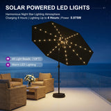 PURPLE LEAF Black Frame Tilting Market Umbrella with Lights Table Umbrella with Base Outside Patio