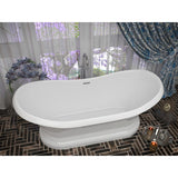 Ruby Series 71 in. x 33 in. Flat Bottom Acrylic Freestanding Soaking Bathtub with Center Drain in Glossy White