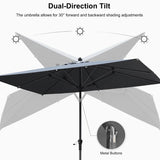 PURPLE LEAF Crank and Tilt Square Patio Table Umbrella with Base for Garden Porch