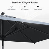 PURPLE LEAF Crank and Tilt Rectangular Outdoor Patio Market Umbrella with Base