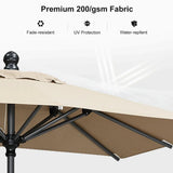 PURPLE LEAF Crank and Tilt Square Patio Table Umbrella with Base for Garden Porch