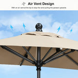 PURPLE LEAF Crank and Tilt Rectangular Outdoor Patio Market Umbrella with Base