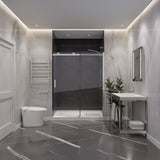 Rhodes Series 57 to 60 in. x 76 in. H Sliding Frameless Shower Door with Tsunami Guard Tempered Glass