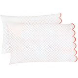 Allena 400TC Cotton Scallop Embroidery Sateen Microcheck Pillowcases (Set Of 2)