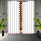 Ashley 400TC Sateen Cotton Traingle Embroidery Curtain (Set Of 2)