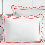 400TC Cotton Scallop Embroidery & Border Sateen Solid Pillow Sham