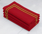 Embroidered Dinner Napkins - Golden Edge