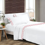 400TC Cotton Sateen Double Scallop Embroidery Sheet Set