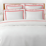 400TC Embroidery & Border Cotton Sateen Solid Duvet Cover Set