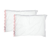400TC Reverse U Shape Embroidery Cotton Solid Pillowcases (Set Of 2)