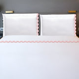 400TC Reverse U Shape Embroidery Cotton Solid Sheet Set