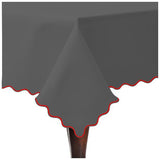 Scallop Embroidery Sateen Cotton Solid Table Cloth - Dark Grey
