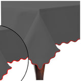 Scallop Embroidery Sateen Cotton Solid Table Cloth - Dark Grey
