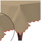 Scallop Embroidery Sateen Cotton Solid Table Cloth - Taupe