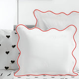 400TC Cotton Scallop Embroidery Sateen Solid Euro Sham