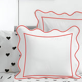 400TC Cotton Scallop Embroidery & Border Sateen Solid Euro Sham