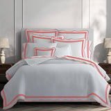 400TC Wavy Embroidery & Border Cotton Sateen Solid Duvet Cover Set