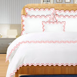 400TC Zig & Zag U Shape Embroidery Cotton Duvet Cover Set