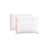 400TC Zig & Zag U Shape Scallop Embroidery Cotton Solid Pillowcases (Set Of 2)