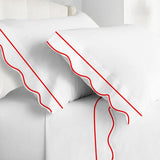 400TC Cotton Scallop Embroidery & Border Sateen Solid Sheet Set