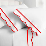 400TC Cotton Scallop Embroidery & Border Sateen Solid Top Sheet