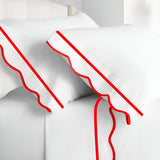 400TC Cotton Scallop Embroidery & Border Sateen Solid Pillowcases (Set Of 2)