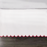 Allena 400TC Sateen Microcheck Cotton Scallop Embroidery Tailored Bed Skirt