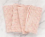Red Linen Striped Napkins