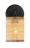 Reef Single Lights Wall Sconce With Natural Rattan Shade Rustic Wicker Wall Light