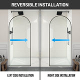 Ember Series 34 in. x 78 in Framed Arch Fixed Shower Screen Door with 8mm Tempered Clear or Fluted Glass