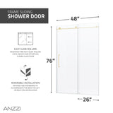 Madam Series 44 to 48 in. x 76 in. Sliding Frameless Shower Door with Tsunami Guard Tempered Glass