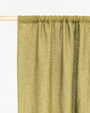Rod pocket linen curtain panel (1 pcs) in Olive green