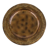 Barbwire Round Iron Tray, 14", Brown, 4PC