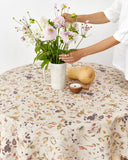 Autumn forest print Round linen tablecloth