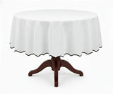 White Round Cloth Tablecloths - Scalloped Edge