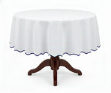 White Round Cloth Tablecloths - Scalloped Edge