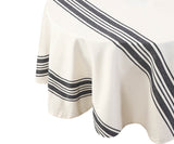 Navy Blue Striped Round Tablecloth