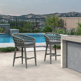 PURPLE LEAF Outdoor Bar Stools Counter Stools Rattan Bar Stools Chair with Backrest for Indoor or Outdoor, Kitchen lsland