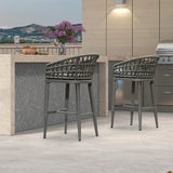 PURPLE LEAF Outdoor Bar Stools Counter Stools Rattan Bar Stools Chair with Backrest for Indoor or Outdoor, Kitchen lsland