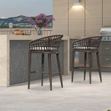 PURPLE LEAF Outdoor Bar Stools Counter Stools Rattan Bar Stools Chair with Backrest for Indoor or Outdoor, Kitchen lsland