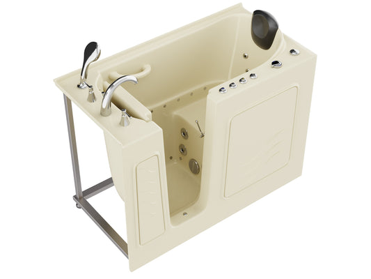 ANZZI Coupe Series 26 in. x 53 in. Left Drain Quick Fill Walk-In Whirlpool Tub in Biscuit