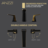 ANZZI Contemporary 8" Widespread Bathroom Faucet, 2-Handle Brass Construction, 1.2 GPM Water-Saving Aerator, Rhino-Alloy Certified, Various Finishes