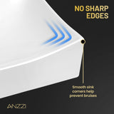 Ruth Series 22 in. Rectangular Ceramic Vessel Sink Basin in Glossy White with Curved Edge for Countertop Bathroom Vanity