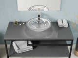 Diamante Round Clear Glass Vessel Bathroom Sink with Faceted Pattern