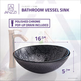 Arc Series 17 in. Bathroom Vessel Sink with Scratch-Tough and Stain-Resistant Non-Porous Surface in Gray Glass