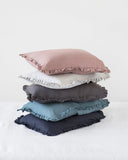 Ruffle trim linen pillowcase in Woodrose