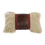 Ruidoso Mongolian Fur Studded Leather Accent Pillow